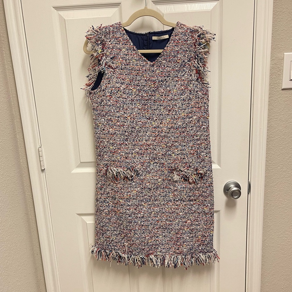 Cubic Colorful Tweed Dress